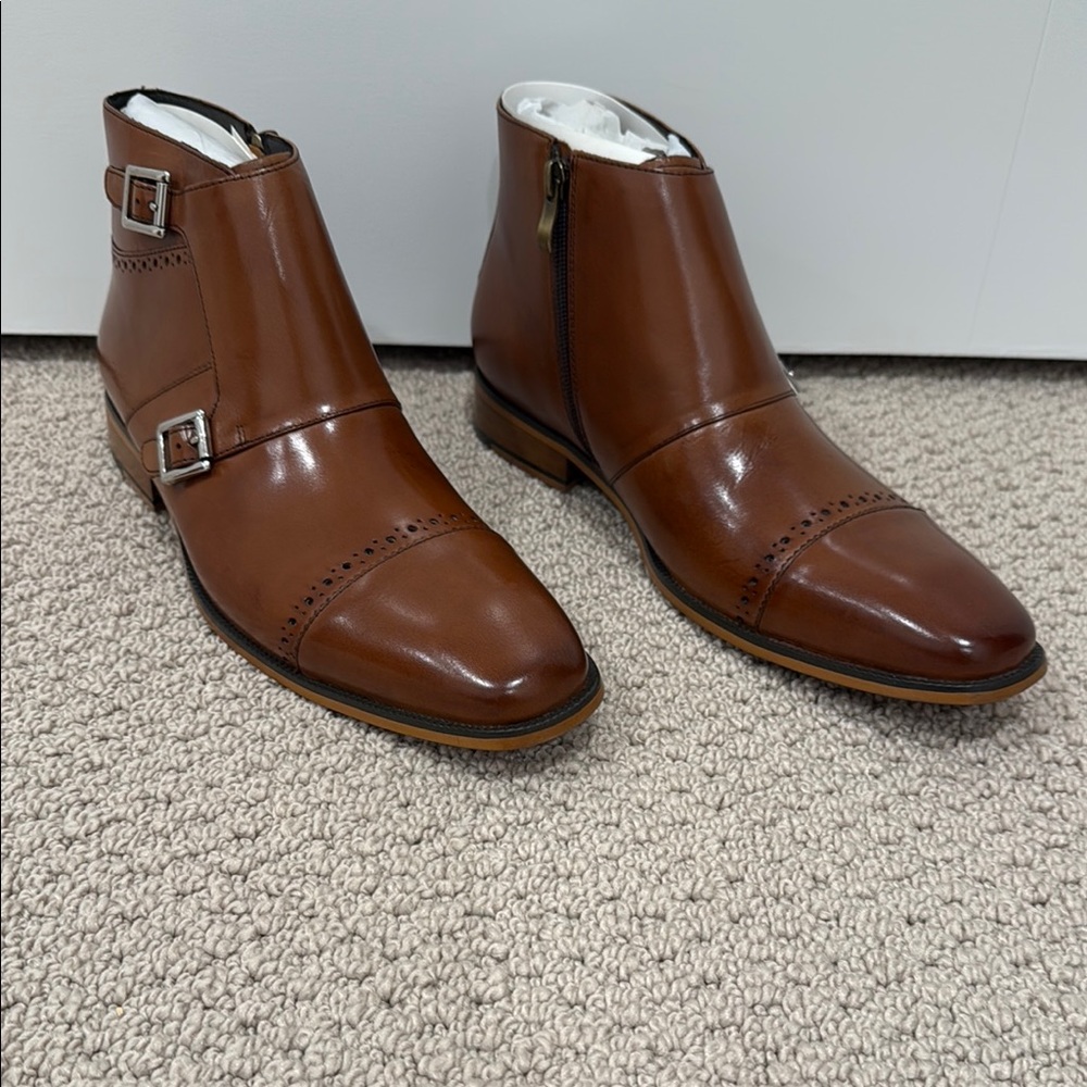 Stacy Adams Men's Brown Leather Ankle Boots without original box.